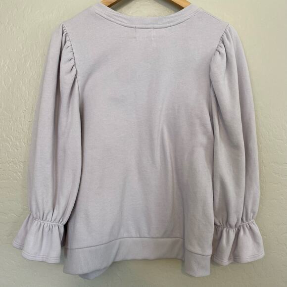 Nation LTD Daryl Puff Sleeve Sweatshirt Womens Size Large 100% Cotton Lavender - Picture 3 of 5